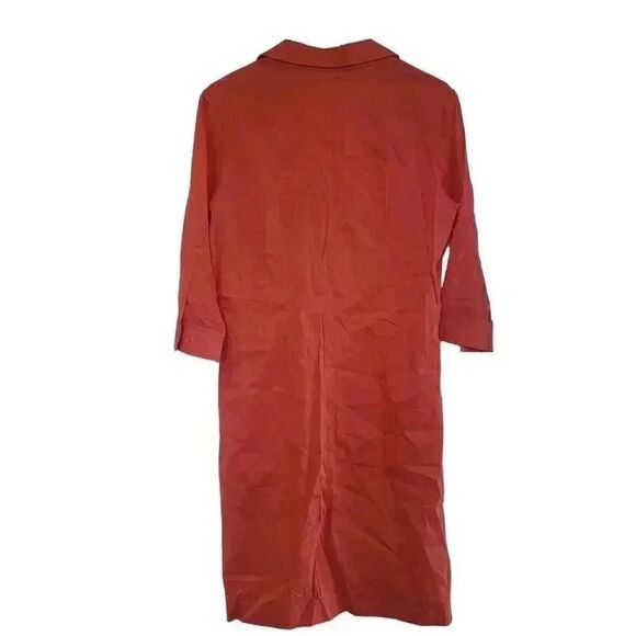 Elie Tahari Women's Dark Coral Linen/Viscose/Spandex Sheath Dress - Picture 10 of 10